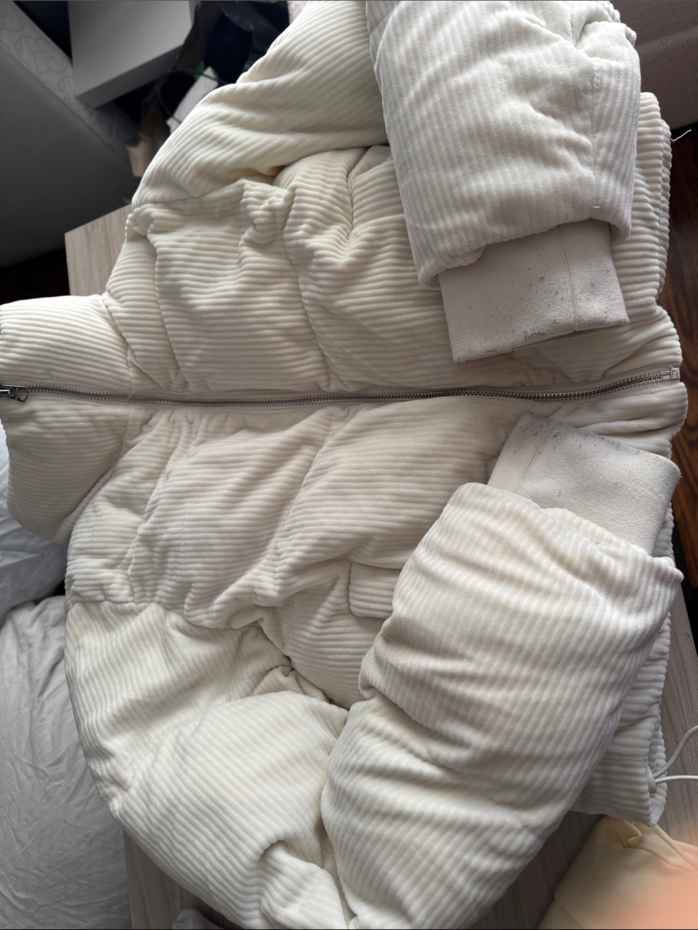 Hollister Cream Corduroy Puffer Jacket